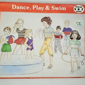 Vintage Childrens Patterns Swimsuit Leotard Skirt Swim Trunks Shorts 5 6 7